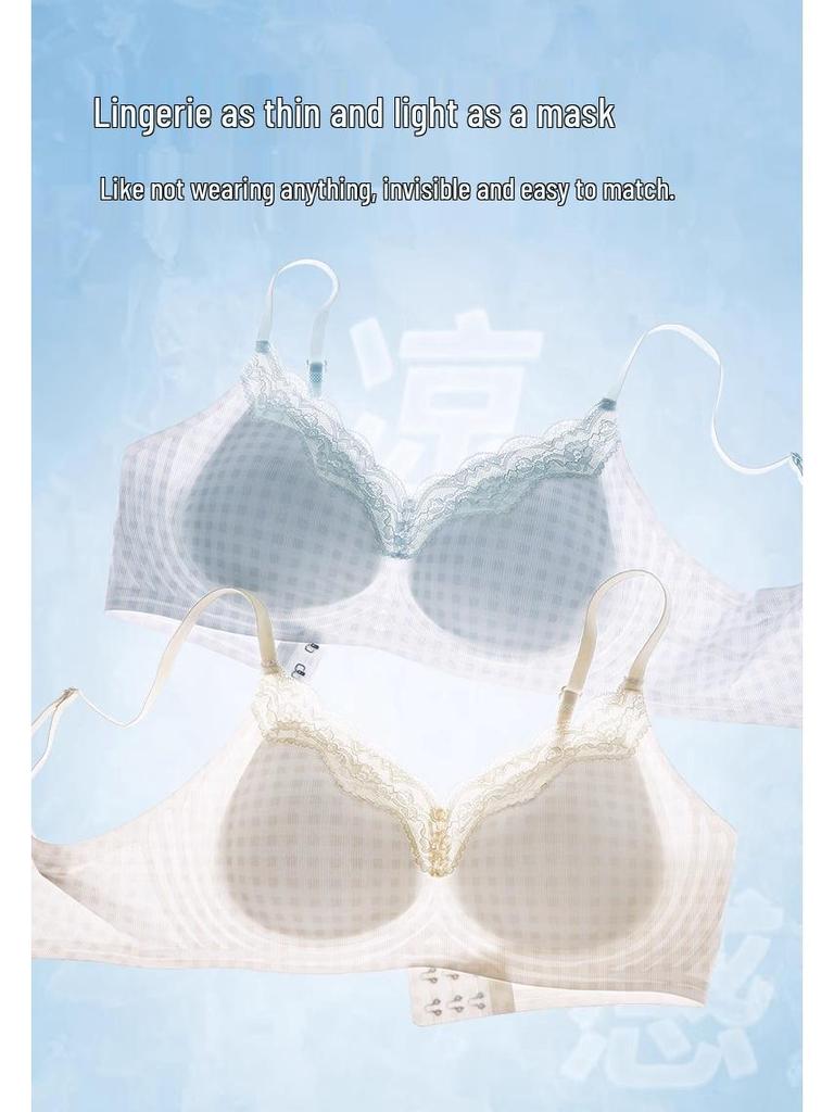 Women's Seamless Cooling Lace Push-Up Bra - Anti-Sagging, Wire-Free, Thin, Comfortable & Breathable for Summer.
