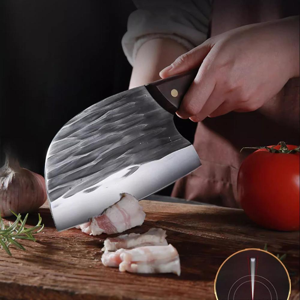 Butcher Slaughter Knife Chef Cleaver Meat Chop Vegetables Kitchen Knives Hand Forged Blade Wood Handle Heavy Knife Cooking Tools