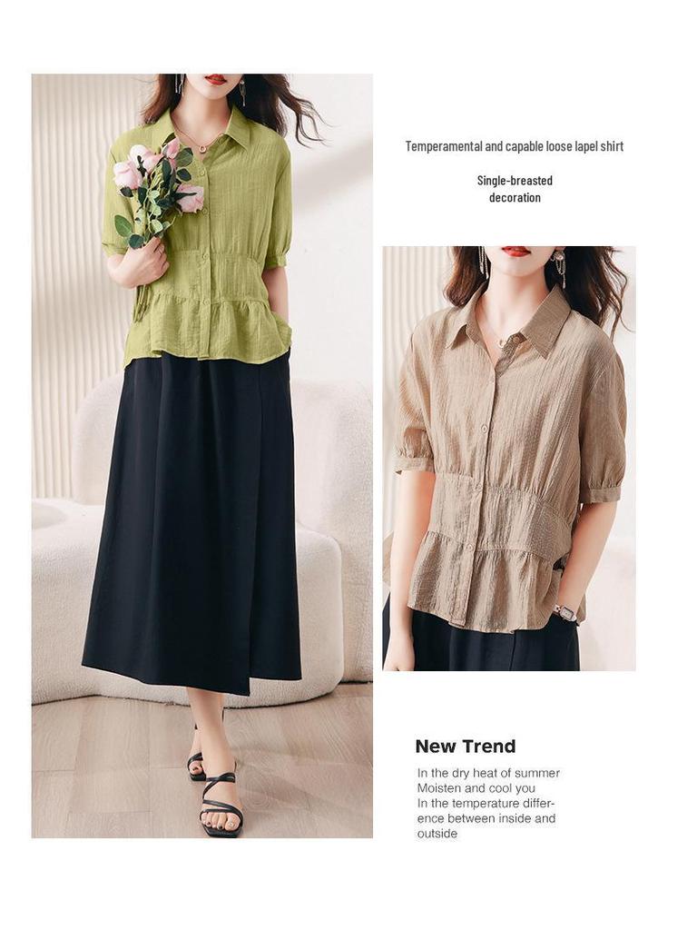 Stylish Tencel Short-Sleeve Top for Women: Age-Defying Summer Fashion
