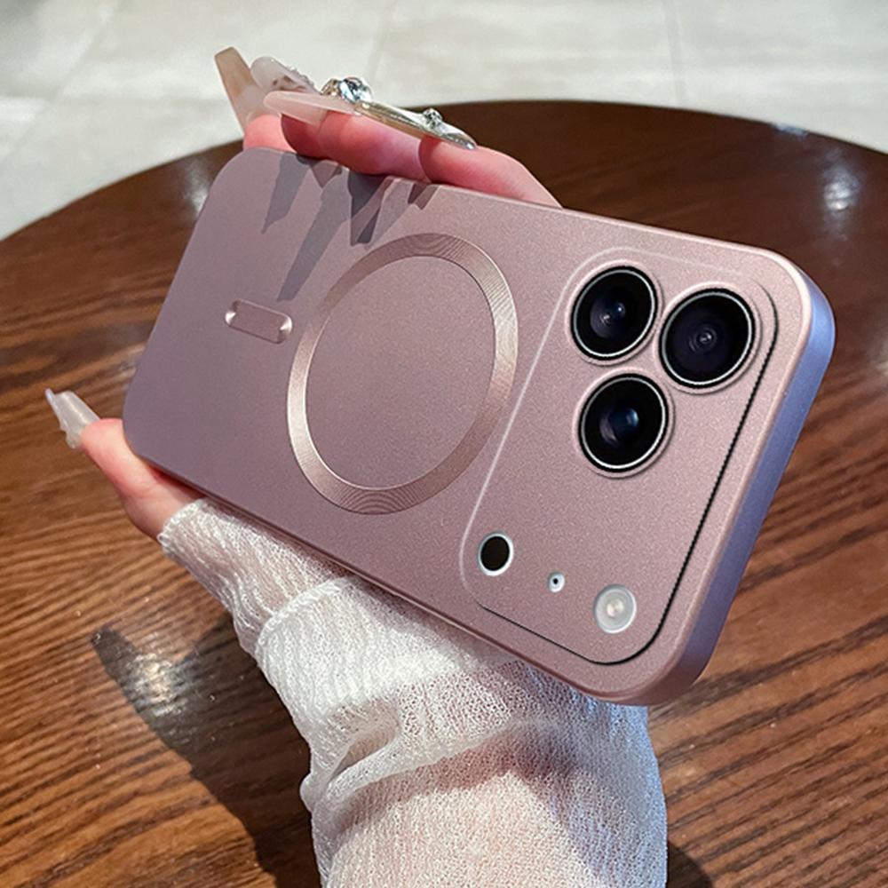 Desert Gold Metallic Paint Magnetic Charging Phone Case for iPhone 17 16 15 14 13 12 11 Pro Max Air Fine Hole Magsafe Soft Case