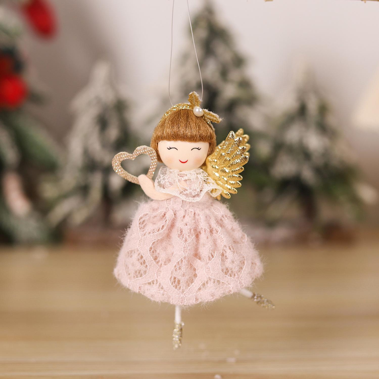 

2024 Рождественская Милая Кружевная Юбка Девочка Ангел Украшение Кукла Веселая Рождественская Елка Декор для Дома Рождественский Подвесной Кулон Подарок Для Детей 14cm