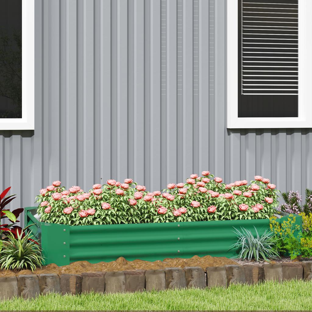 180 x 90cm Galvanised Steel Open Planter - Green