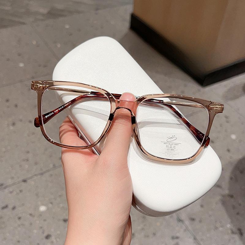 

Оправы для очков TR90 в большой оправе в стиле ретро для мужчин и женщин без макияжа могут быть оснащены очками для близорукости с защитой от синего света