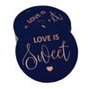 Inkdotpot 100 - Confezione da 100 etichette in carta stagnola color oro vero Love Is Sweet bomboniera da appendere