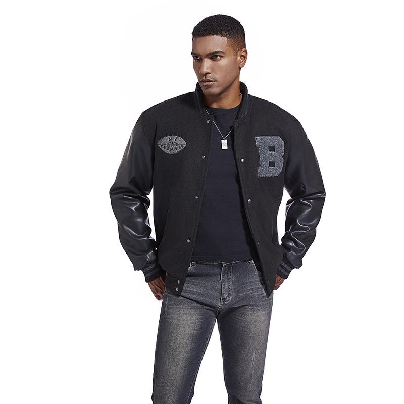 Men's Varsity Jacket Regular Fit Casual Letterman Baseball Bomber Jackets for Men Fall Winter Thicken Outdoor Button Down Vintage Jacket With Pockets