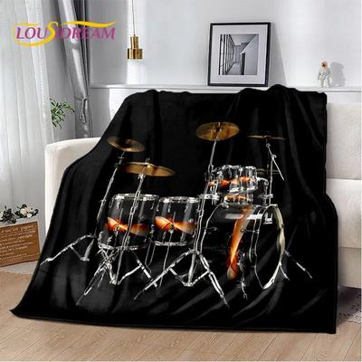 Bateri seti Müzik Aletleri Yumuşak Peluş Battaniye, Flanel Battaniye Atmak Battaniye Oturma Odası Yatak Odası Yatak Kanepe Piknik Örtüsü Çocuklar için
