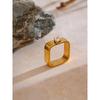 Eetit Size:678 Smooth Stainless Steel Zirconia Round Square Golden PVD Ring for Women Delicate Trendy Finger Jewelry Accessories