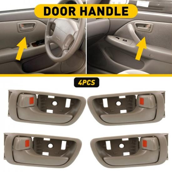 Door Handle Set For 2002-2006 Toyota Camry Front Rear Inner Beige Plastic EXV