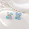 Enamel Flower Earrings for Women, Cubic Zirconia Studs Blossom Plumeria Earrings, Stainless Steel Floral Ear Jewelry