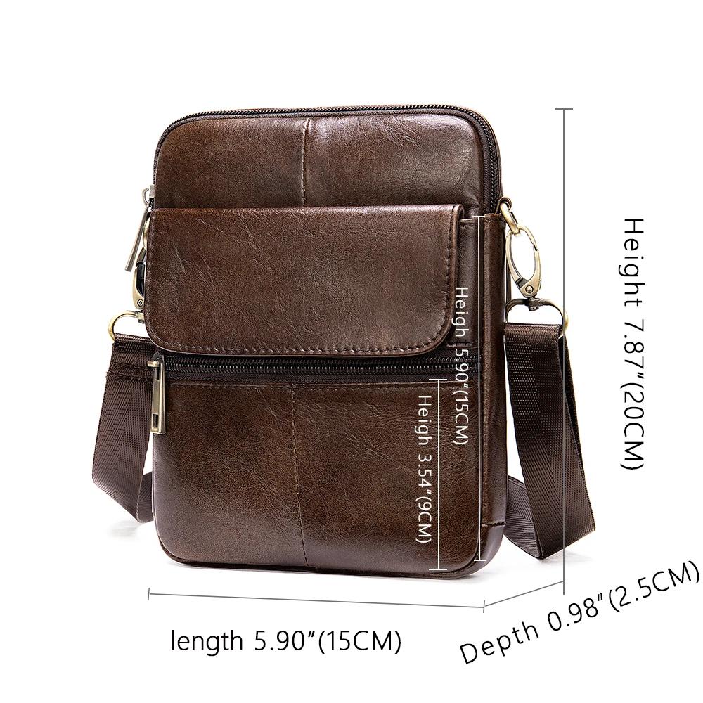 Fashion Genuine Leather Shoulder Bag for Man Small Messenger Bags Mini Travel Crossbody Bag Men Flap Bag Male