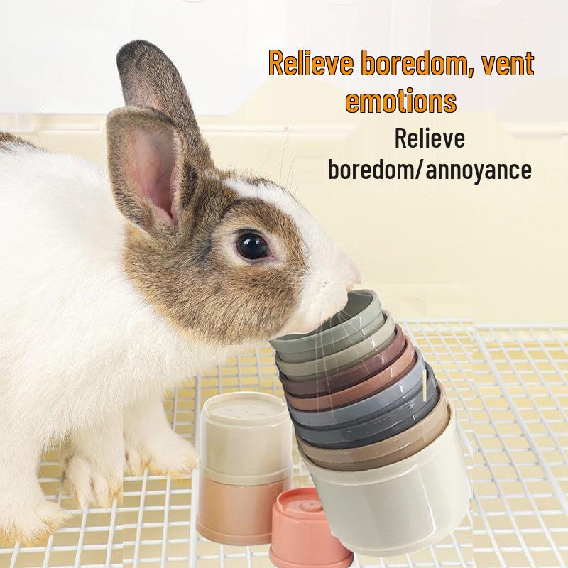 Rabbit Snack Stackable Nesting Cups: Pet Chew and Training Toy for Boredom Relief.
