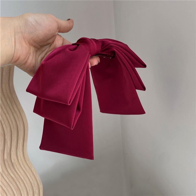 

Многослойная заколка для волос с бантом для девочек и женщин, большие атласные однотонные розовые и черные шпильки, корейские модные заколки для аксессуаров для волос One Size