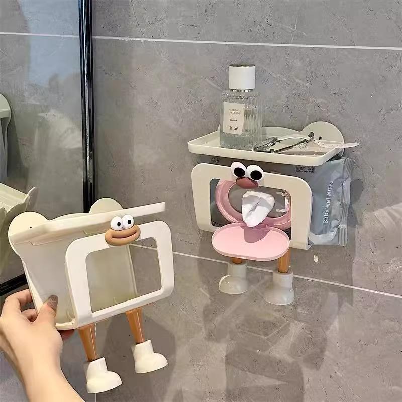 Luxury Wall-Mounted Waterproof Toilet Paper Dispenser with Storage - No Drilling Required