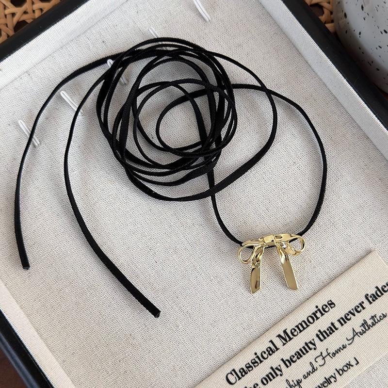 

Винтажное металлическое колье с бантом, колье, ожерелье на шнуровке, универсальное женское ожерелье с цепочкой на ключицу золотой