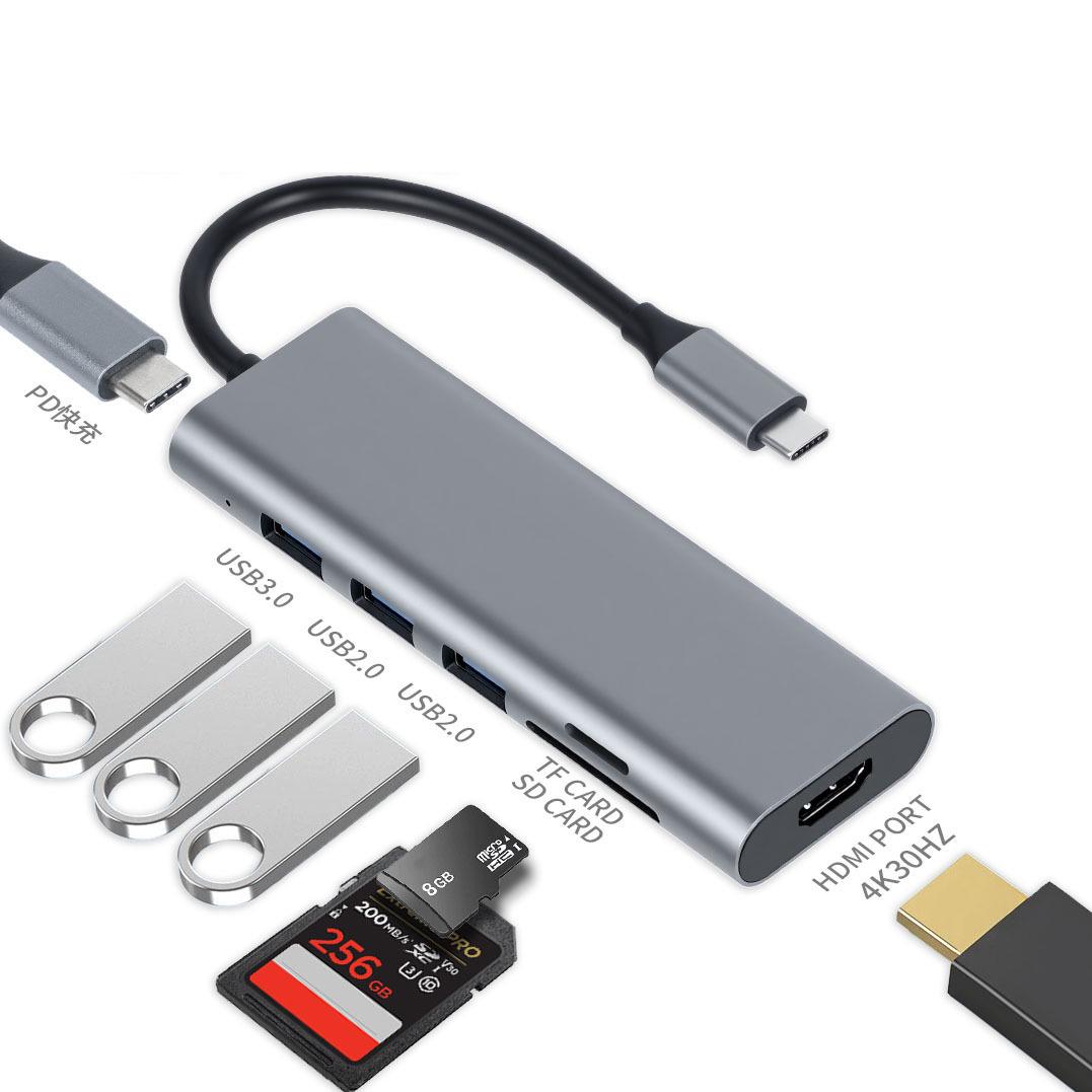 Multifunctional USB-C Dock: HDMI, Card Reader, USB3.0 for Laptops