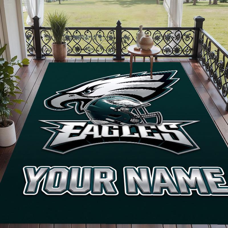 Custom Text Printed Rug Philadelphia Eagles Non Slip Floor Carpet For Home Room Decor
