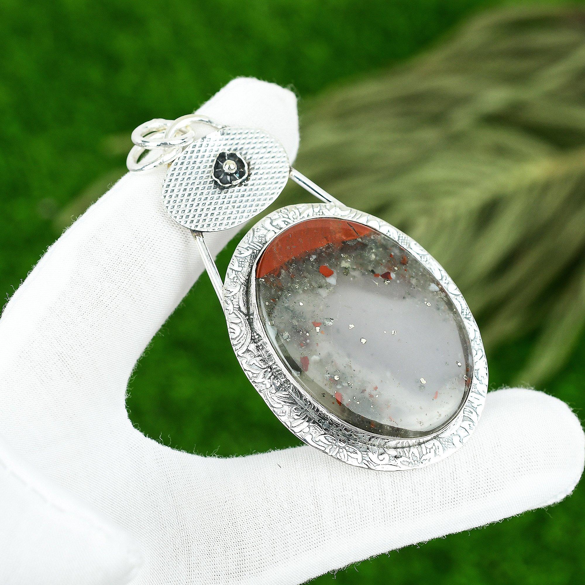 

Mothers day Sale 925 Silver Oval Natural Tabu Jasper Wife Bezel Birthday Pendant