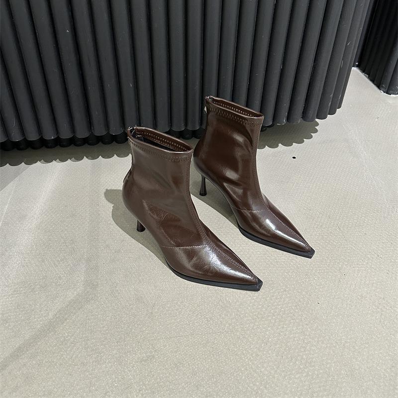 2025 Autumn and Winter New Fashion Versatile Pointed Simple Niche Design Fashion Boots Thin Heel Thin Boots Martin Boots