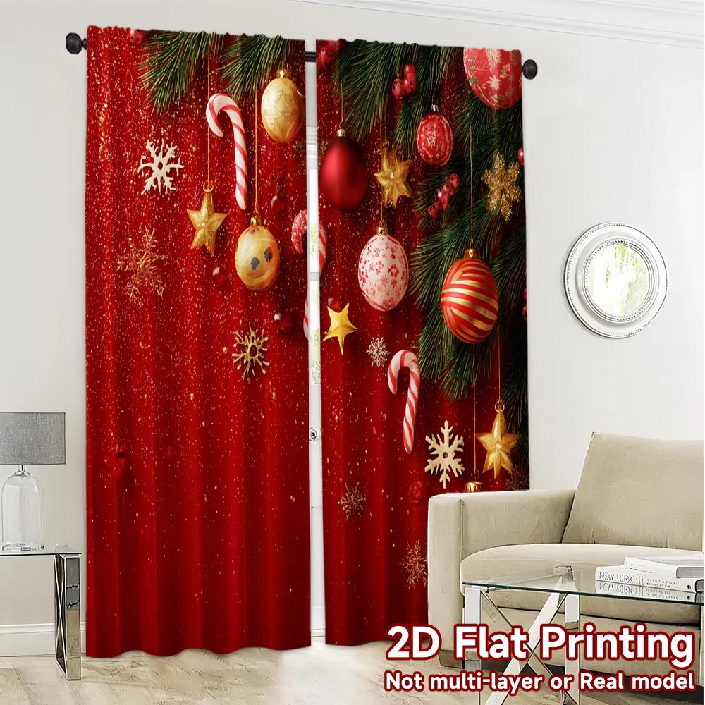 2D Flat Printing,JIT 2pcs, Curtains (Without Rod) Festive Ornaments(1) Print Chic Curtains Prints Light Filtering Curtains Room