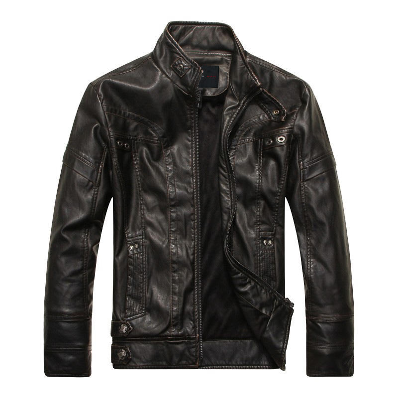 

Autumn Winter Slim Brown Stand Collar Jacket Faux Leather Fur Coat Suede M чёрный