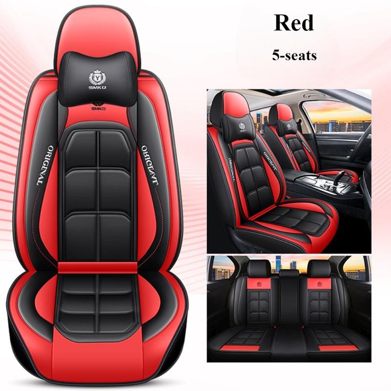 Comfort Edition 5-Seater PU Leather Seat Covers - 2 Headrests Included, Wear-Resistant, Easy to Clean, Full Car Interior Refresh
