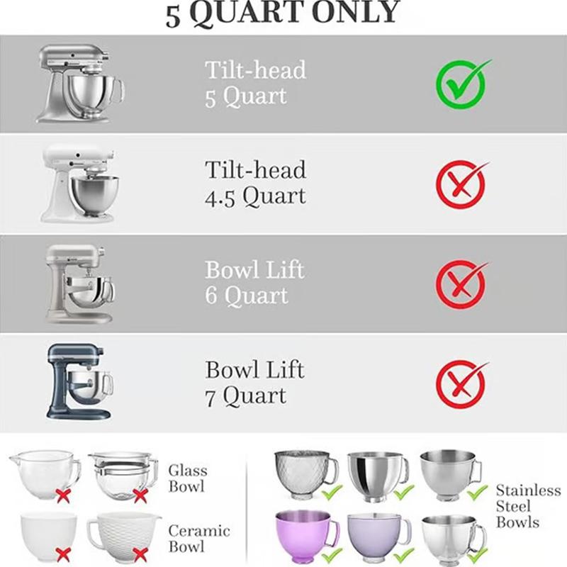 Silicone Stand Mixer Bowl Liners, Silicone Liners For Kitchen Tilt-Head 5 Qt Mixers – Kitchen Mixer Attachments & Accessories