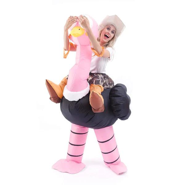 

Ostrich inflatable suit, funny riding cartoon doll suit 150-190cm рожевий
