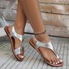 Foreign Trade New Set Toe Buckle Rivet Flat Sandals Women's Large Size Light Beach Cool Slippers Wish Source