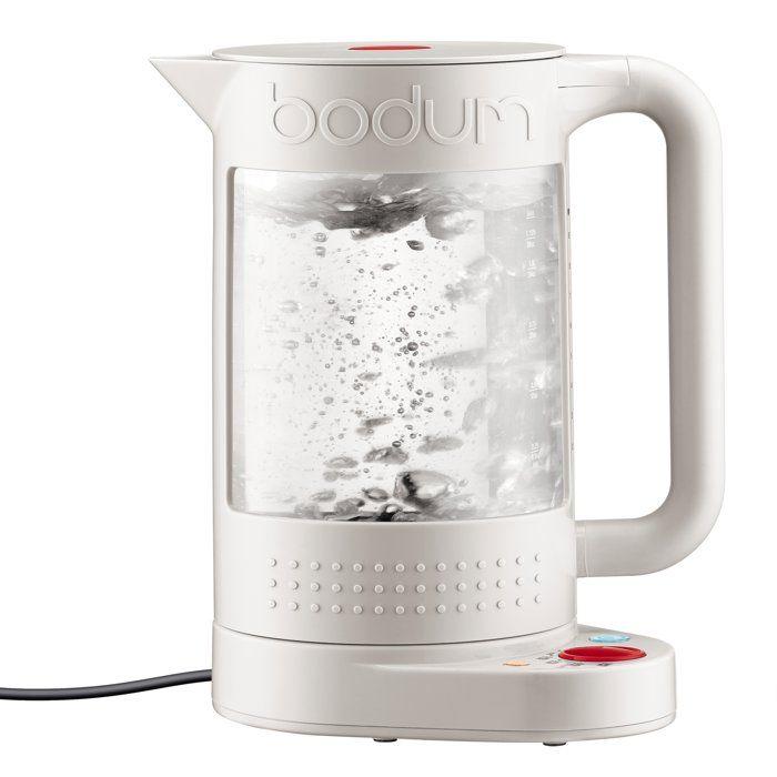 Bouilloire électrique double paroi - BODUM - BISTRO - 1500 W - 1,1 L - 5 températures - Intérieur en verre - Blanc
