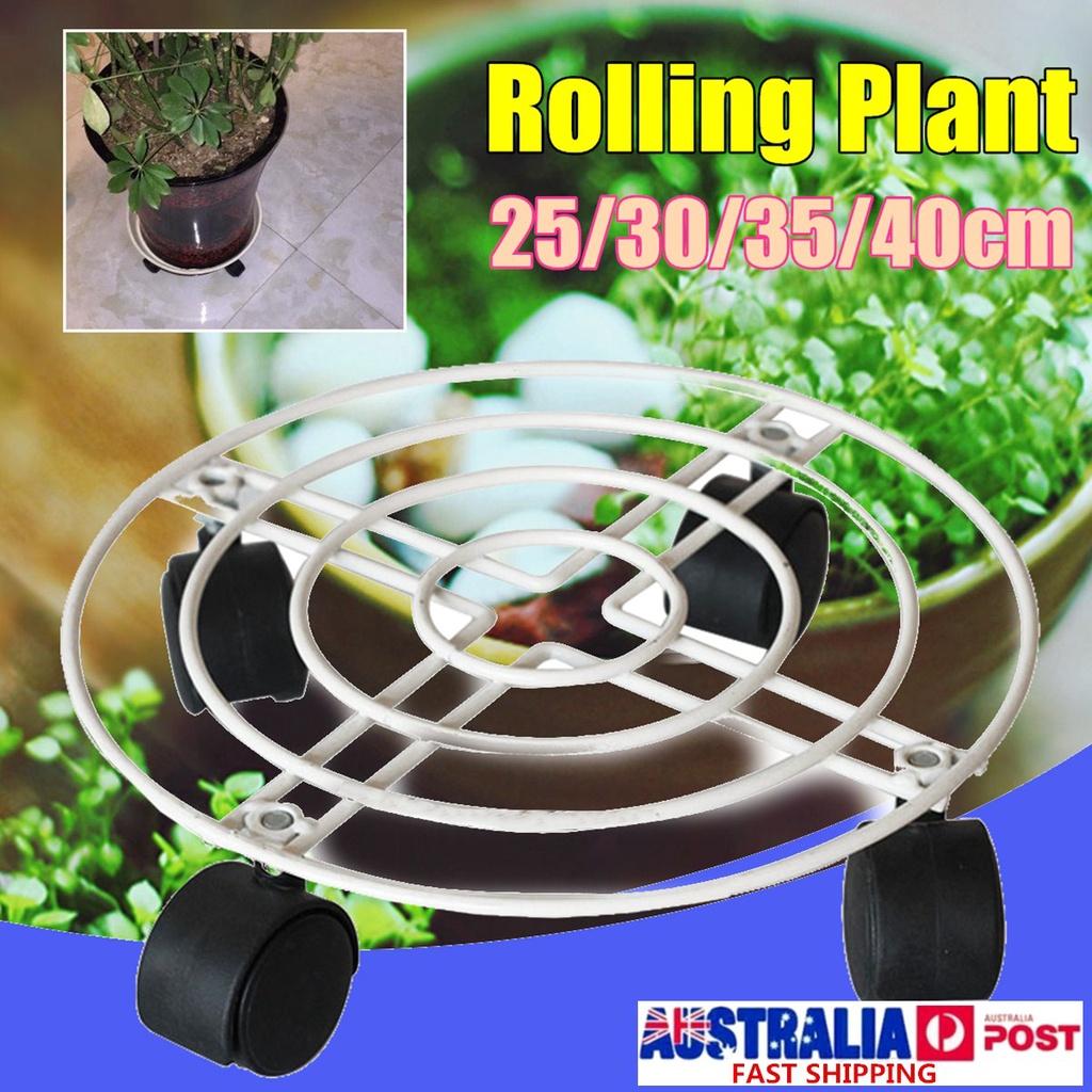 

Новый круглый поднос на 4 колесах для цветочного горшка, подставка-тележка для перемещения горшков с цветами, органайзер для сада, металлическая подставка для декора, белый 25cm