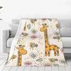 Cartoon Baby Giraffe Dekentje, Zacht Flanellen Fleece Plaid Voor Kinderen, Lichtgewicht Gezellig Bank Sofa Slaapkamer Decor, Babykamer Camping