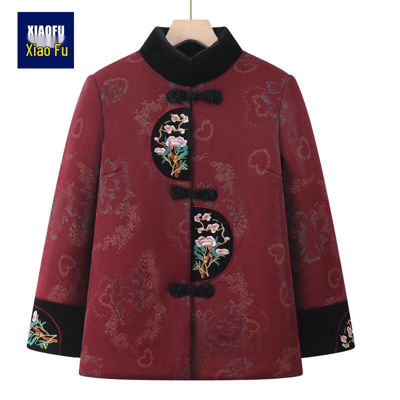 Women's Middle-Aged & Elderly Embroidered Tang Suit Winter Padded Coat