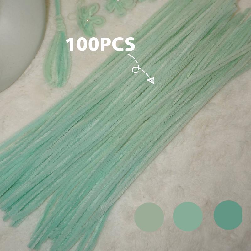 100pcs DIY Colorful Twisted Stick Plush Folding Stick Gradient Twist Stick Ribbon Bar Strip Iron Wire Thread DIY Handmade Toys