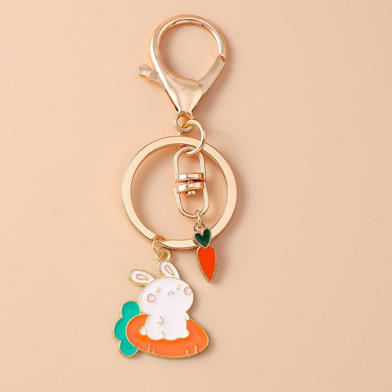 Cute Enamel Dog Penguin Duck Keychain Animal Rabbit Key Ring for Women Girls Handbag Pendants DIY Jewelry Accessories