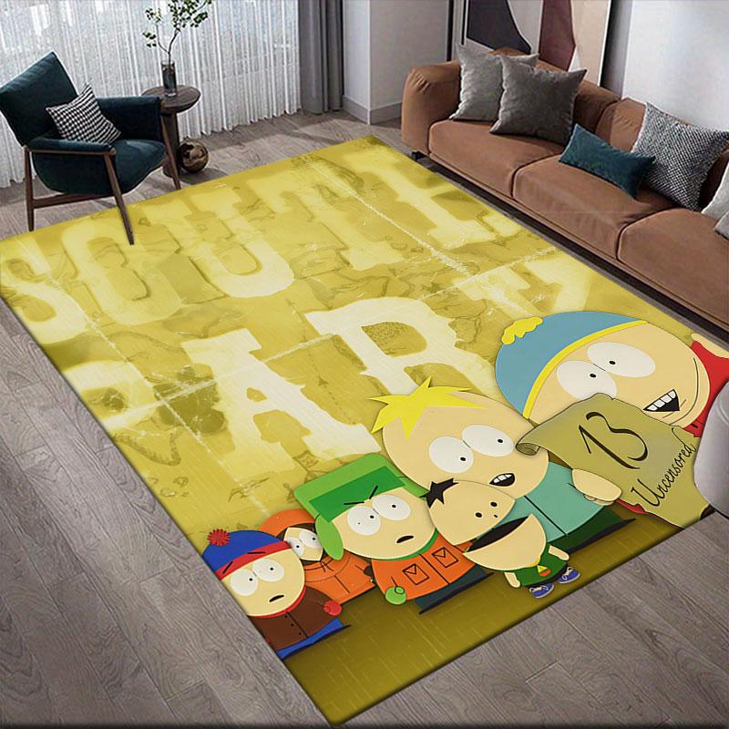 South Park Flannel Printed Carpet, Home Sofa Decoration for Living Room & Bedroom, Non‑Slip Play Flannel Floor Mat for Game Room