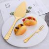 5-piece Stainless Steel Cake Spatula Fruit Two-pronged Fork Dessert Fork Pie Pizza Cheese Splitting Knife Kitchen Baking Tools