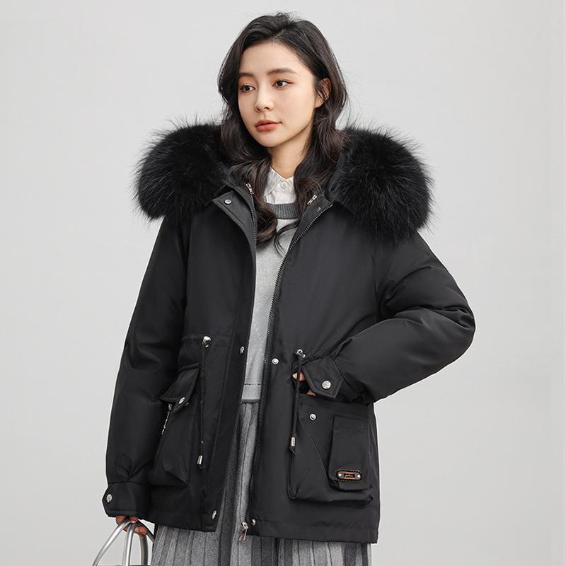 Disassemble the Liner, Wear Three Clothes In Autumn and Winter, Parker Small Down Cotton Clothes, Women's Big Fur Collar, Waist and Thin Coat.