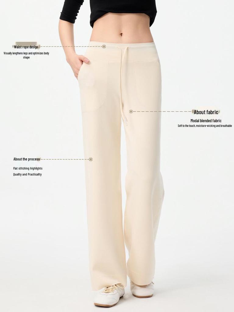 2026 Spring Women's High-Waisted Modal Slimming Drawstring Straight Leg Pants