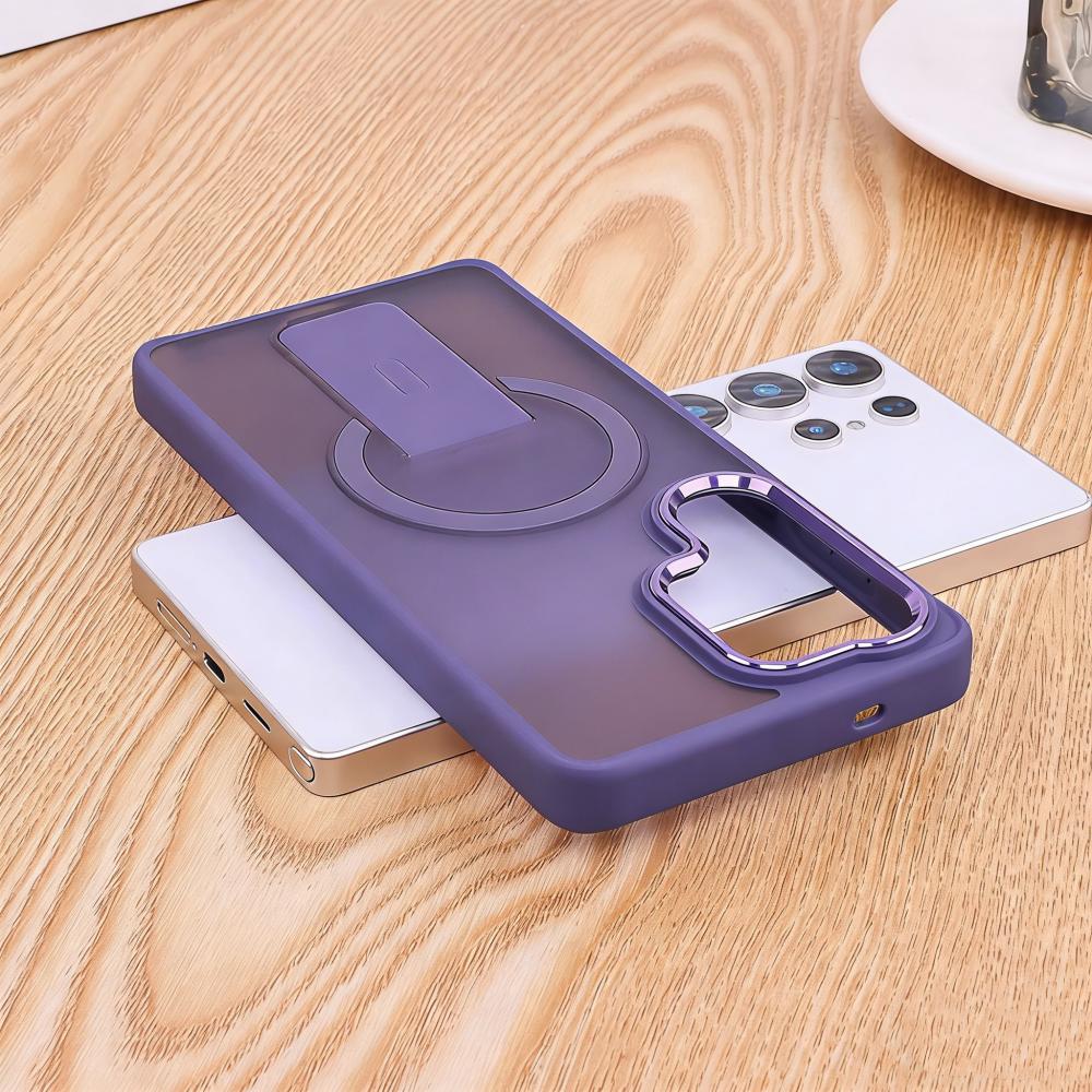 For Magsafe Fold Stand Holder Matte Case For Samsung S26 S25 S23 S24 Ultra Plus FE A57 A37 A17 A56 A55 A36 A26 A16 Cover