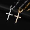 Men Women Hip Hop Cross Pendant Necklace With 4mm Zircon Tennis Chain Iced Out Exquisite Bling Jewelry Fashion Trendy Creative