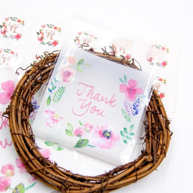 New 100PCS Cherry Blossoms Candy &Cookie Plastic Bags Self-Adhesive For DIY Biscuits Snack Baking Package Decor Kids Gift Su