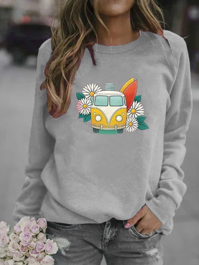 Women's Printed Round Neck Hoodie
