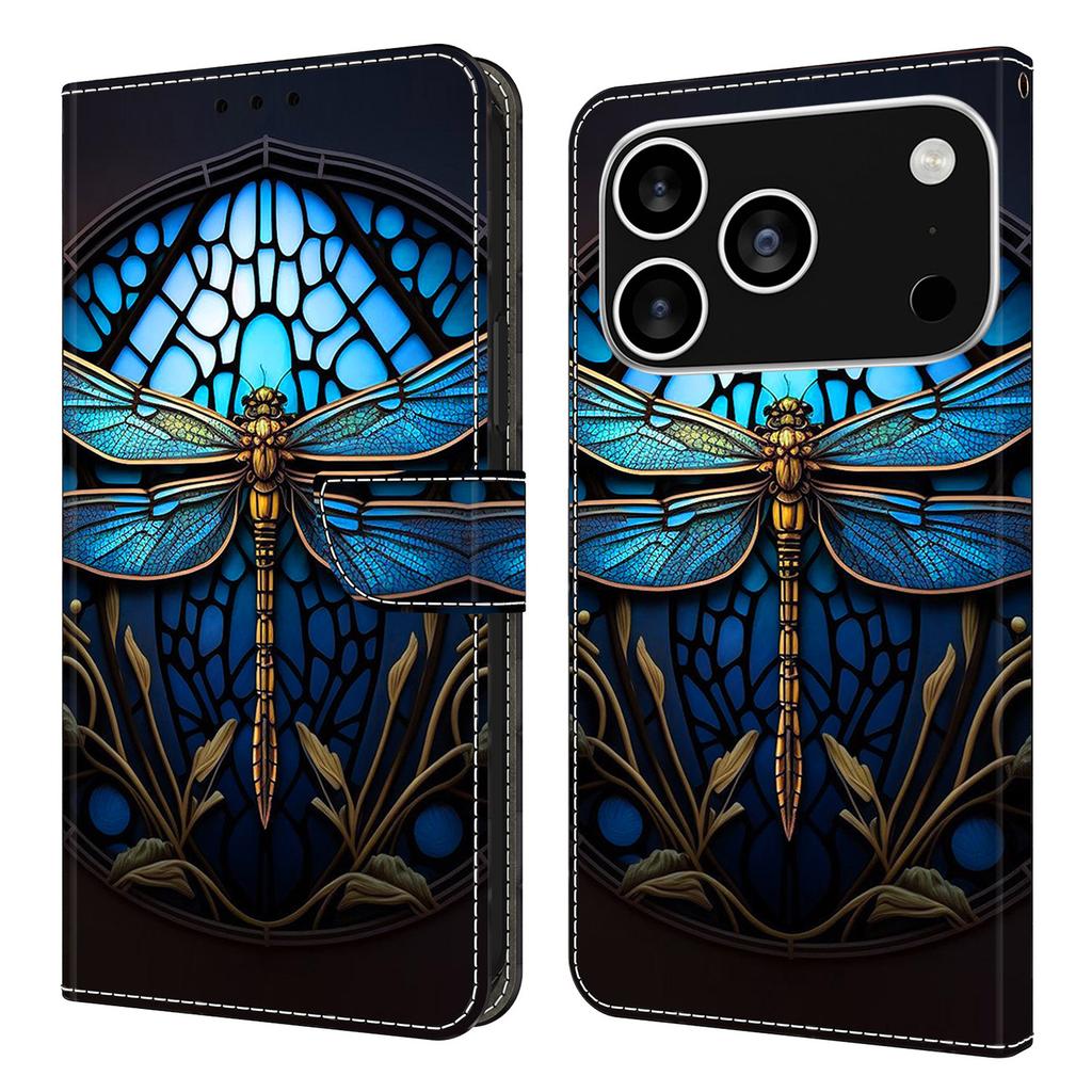 For iPhone 17 Pro Max Case with Card Slot Pattern Printed TPU+PU Leather Flip Phone Cover