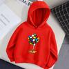 Children's Autumn Hoodie Rubik's Cube Pattern Hoodie, Magic Cube Printed Fashion Versatile Style Girls' Top