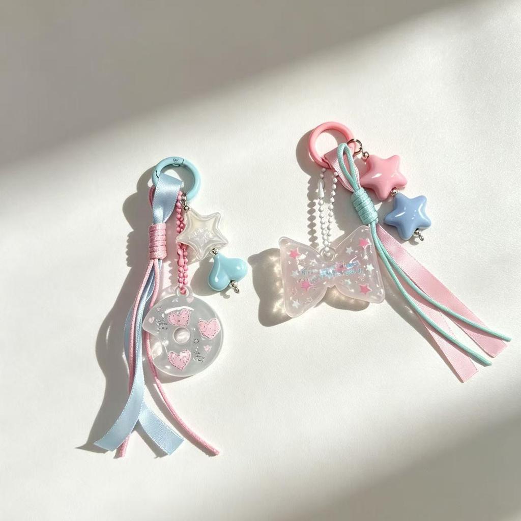 Bowknot Pendant Cute Donut Trend Bag Charm Backpack Hanging Piece Car Girl Accessories Gift Bag Charm
