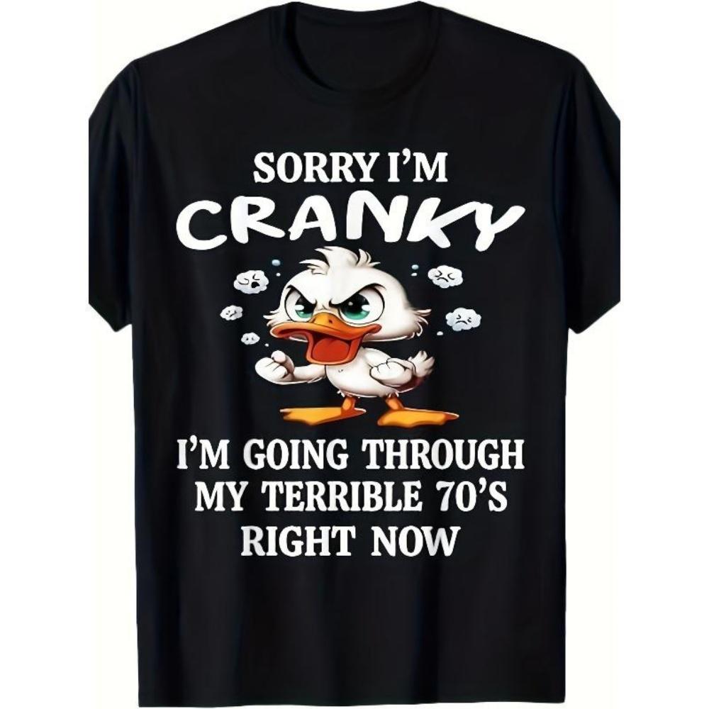 European Sizes Funny _Terrible 70s_ Duck Graphic T-Shirt - Casual Tee with Retro 70s Design, Machine Washable S чёрный