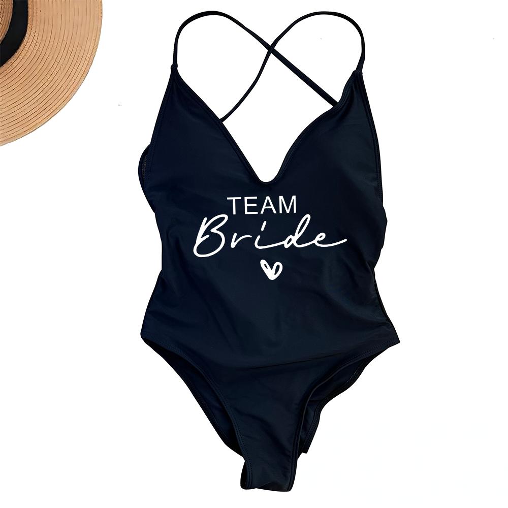 Sexy Padded One Piece Swimsuit Women Team Bride Swimwear Bikini Summer Bathing Suit Plus Size Beachwear Bachelorette Party Lady