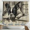 French Bulldog Funny Dog Shower Curtain, Bathroom Decorative Shower Curtain, Waterproof Shower Curtain With Hooks