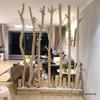 Natural Driftwood Hanging Clothes Rail: Solid Wood Tree Trunk for Decorative Wall Partition In Living Room or Hotel.
