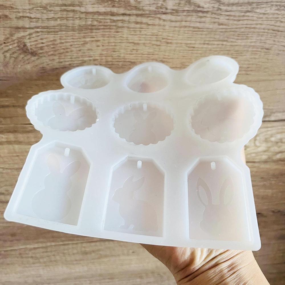 Cartoon Easter Bunny Pendant Mold Handmade Drop Glue Plaster Mold  Home Table Decoration